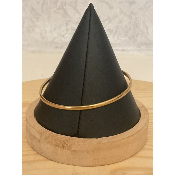 Gold-toned Bangle Bracelet With Oval Clasp Detail 8 Inches - Picture 3 of 5